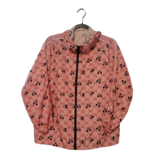 Minnie Mouse Girls Windbreaker Hoodie Zip up L/XL No Size Tag Pink - Picture 1 of 5
